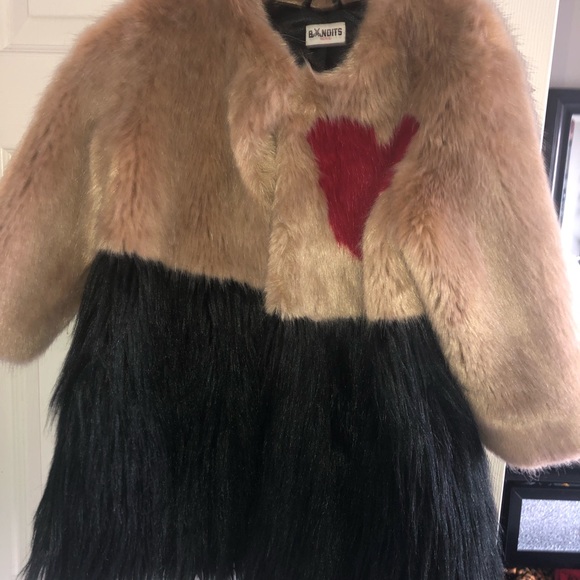 Girls Fur Heart Coat - Picture 2 of 5